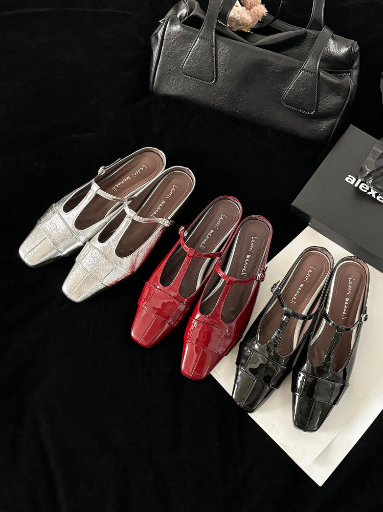 Karin Luna In Stock Spot Goods  t Square-Toed Full Leather Basic Slippers