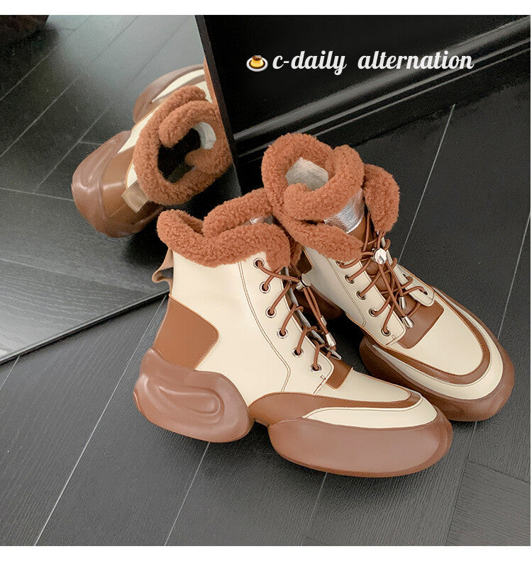 Karin Luna In Stock  Spot Goods  Hot-selling Sports Thick Sole Thickened Fur Snow Boots Full cowhide