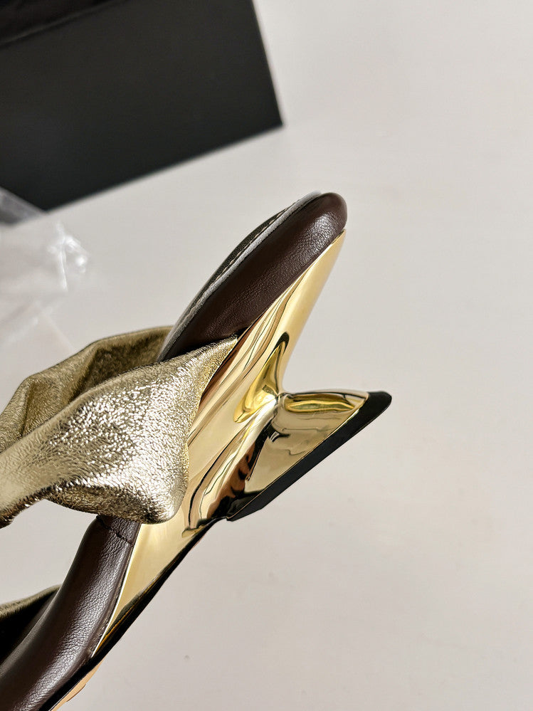 Karin Luna In Stock  Spot Goods   Square Toe One-Strap Irregular Heel Slippers