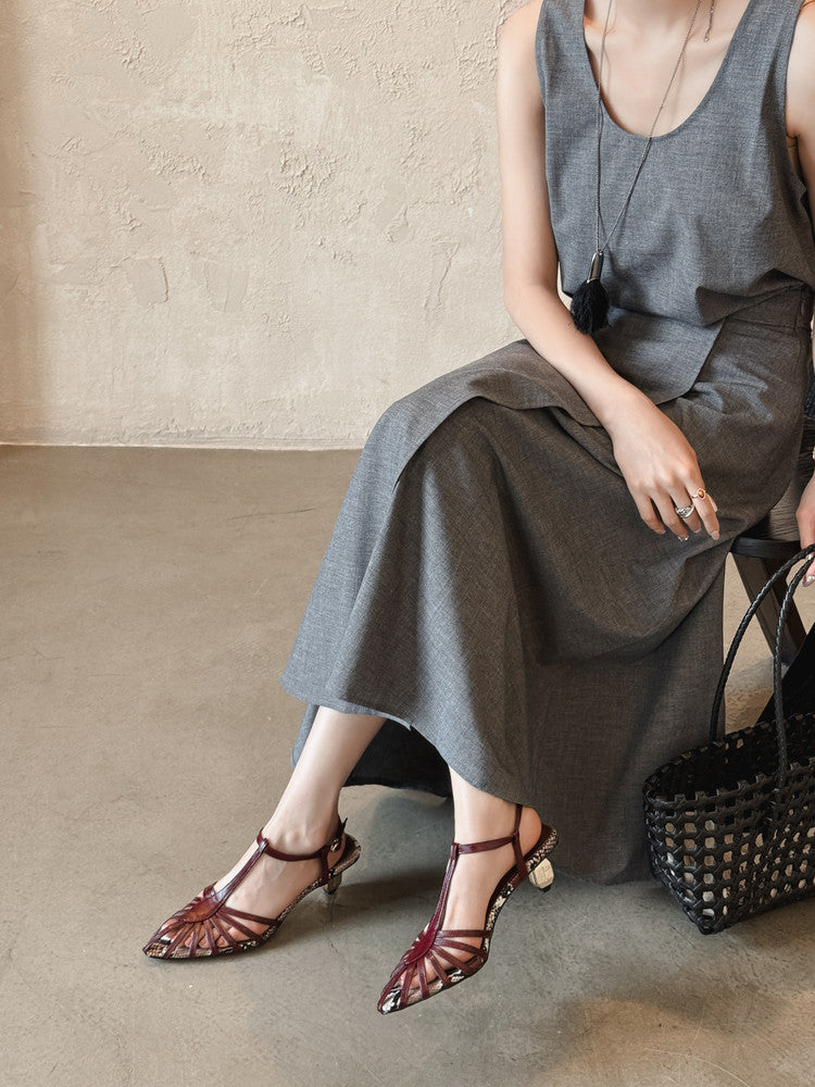 Karin Luna In Stock Spot Goods Open-toe French Style Metal Heel Sandals