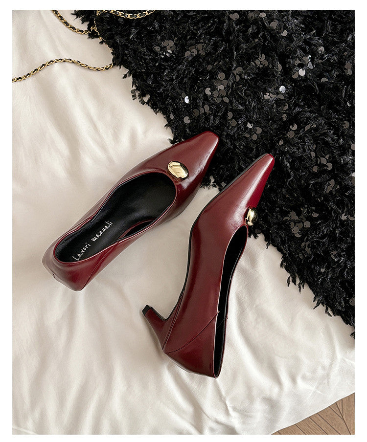 Karin Luna In Stock In Stock ~Basic Versatile French Style Small Square Toe Shallow Mouth Single Shoes
