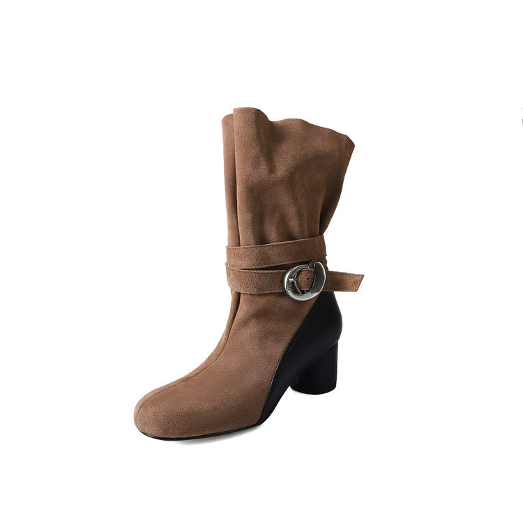 Karin Luna In Stock Spot Goods  Belt Buckle High Heel Large Tube Small Short Boots