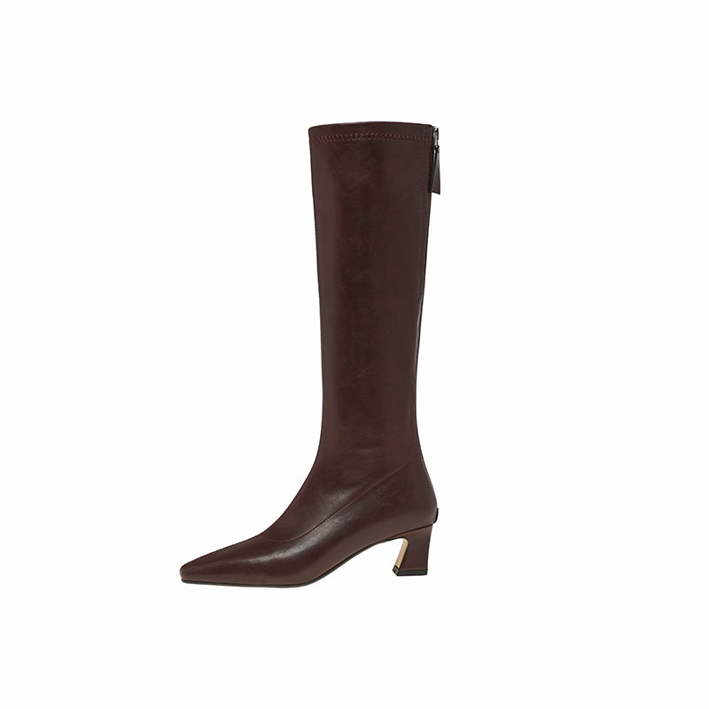 Karin Luna In Stock In Stock  Square Toe Chunky Heel Korean Style Elegant Long Boots
