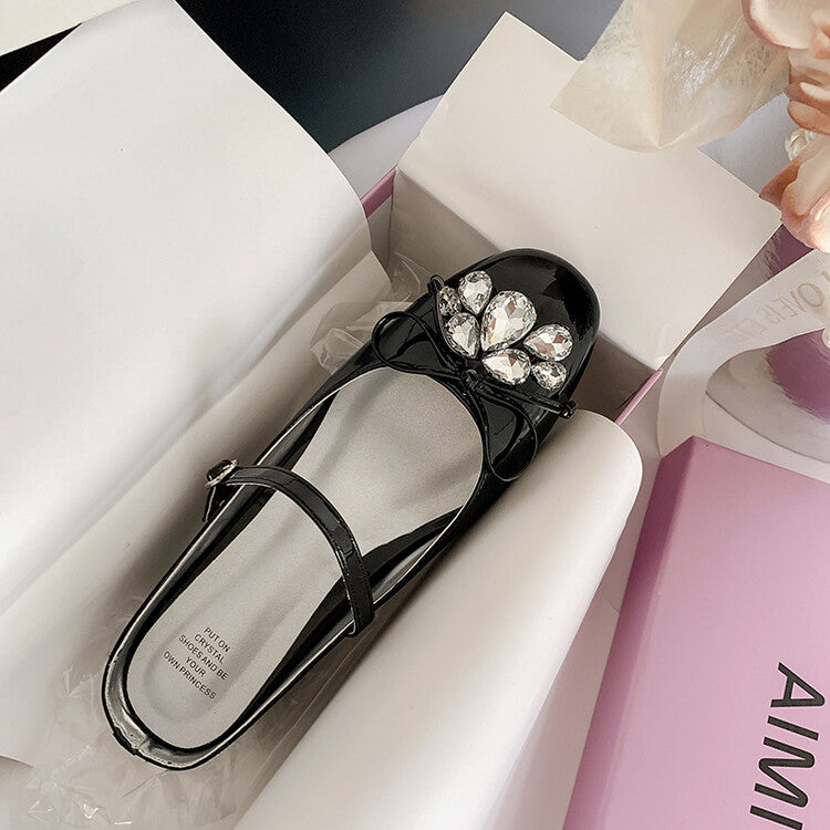 Karin Luna In Stock In Stock  Rhinestone One-Strap Round-Toe Slip-On Height-Increasing Soft Slippers