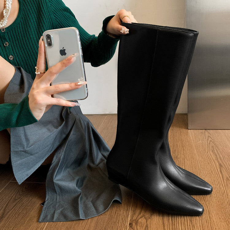 Karin Luna In Stock  In-stock Square Toe Straight Slip-on Long Boots