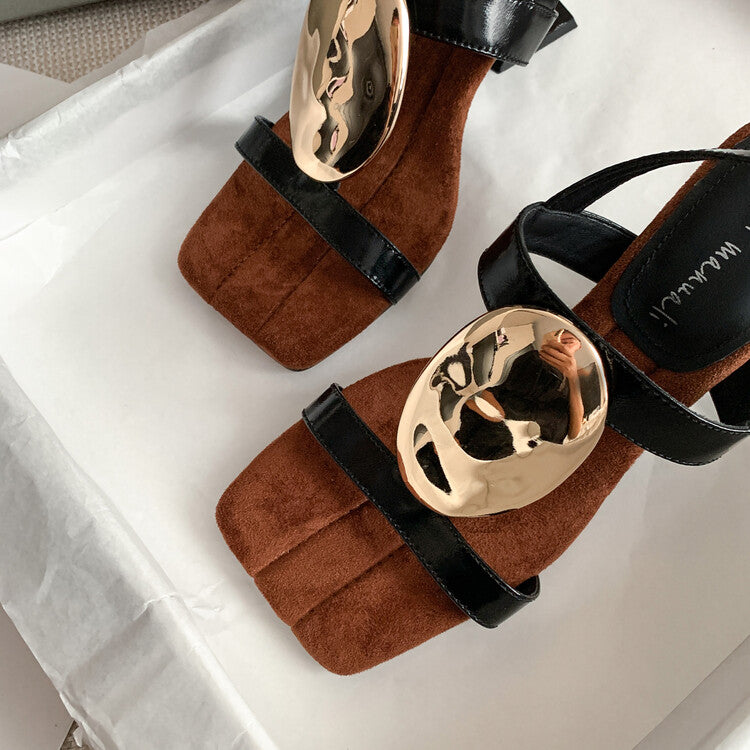 Karin Luna Hot-Selling Fasteners  Irregular Heel Open-Toe Sandals
