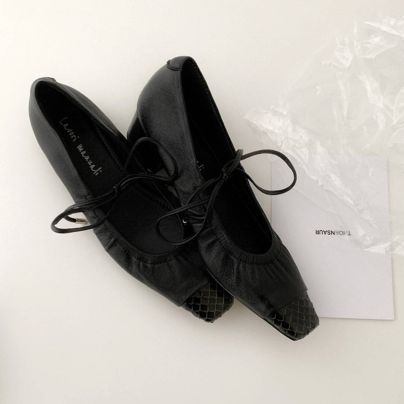 Karin Luna In Stock Spot Goods  Retro Sweet Bowknot Granny Wrinkled Single Shoes