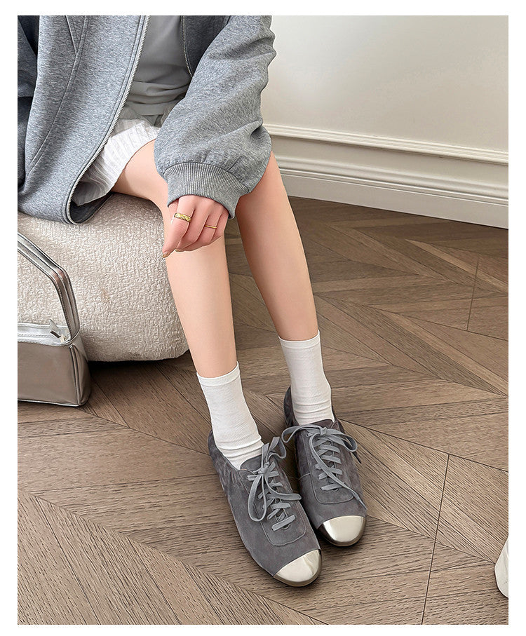 Karin Luna In Stock In Stock  High-end Metal Toe Lace-up Flats