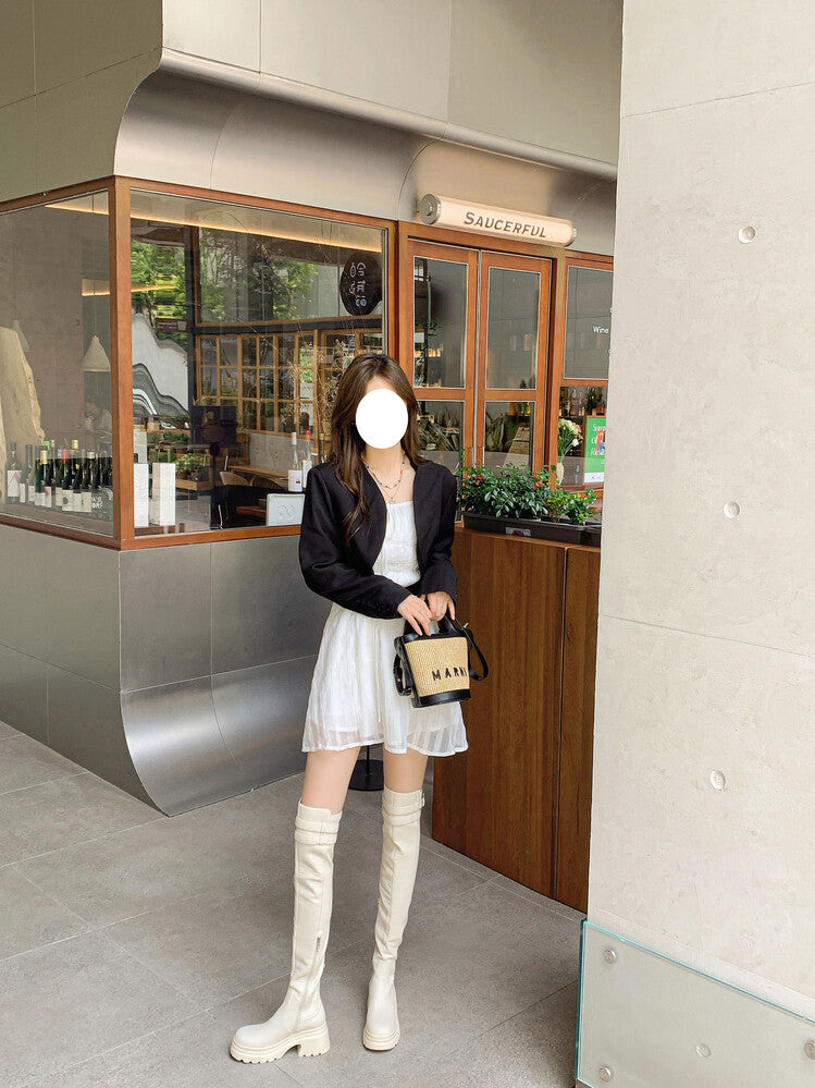 Karin Luna In Stock is the Way to Go！ Basic Thick-Soled Over-the-Knee Boots Super Soft Sheepskin Classic