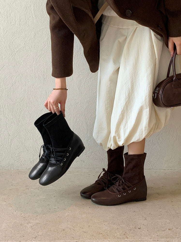 Karin Luna Round Toe Internal Height Increase Lace-up Ankle Boots
