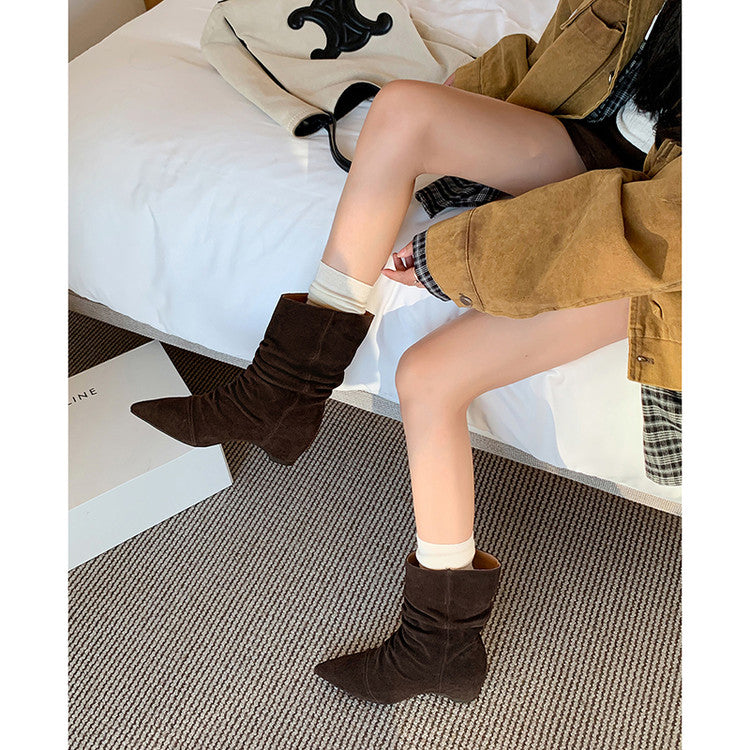 Karin Luna Data Hot Item Pointed Toe Slouchy Matte Western Ankle Boots