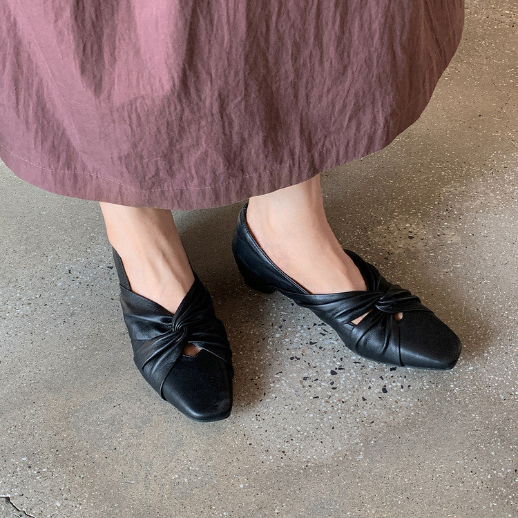 Karin Luna Cross Design Square Toe Hidden Wedge Shoes