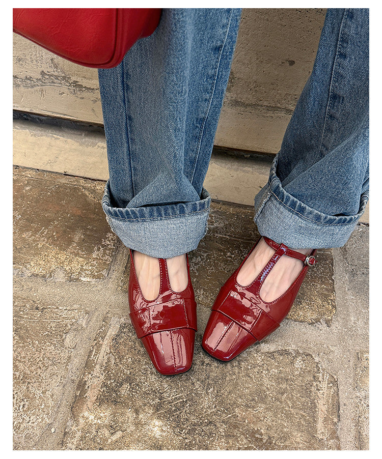 Karin Luna In Stock Spot Goods  t Square-Toed Full Leather Basic Slippers