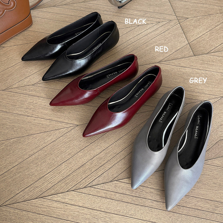 Karin Luna In Stock Spot Goods Classic three-color pointed toe metal heel shoes