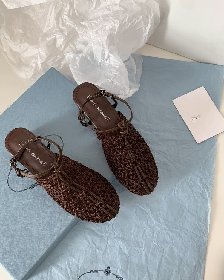 Karin Luna In Stock Spot Goods  Resort Style Series~Casual woven closed-toe flat sandals