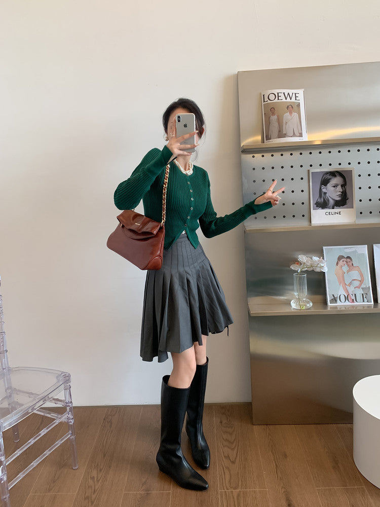 Karin Luna In Stock  In-stock Square Toe Straight Slip-on Long Boots