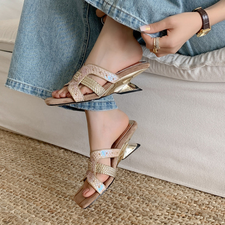 Karin Luna Fish Skin Series~ Hot-selling Square-Toe Slippers with Built-in Traffic