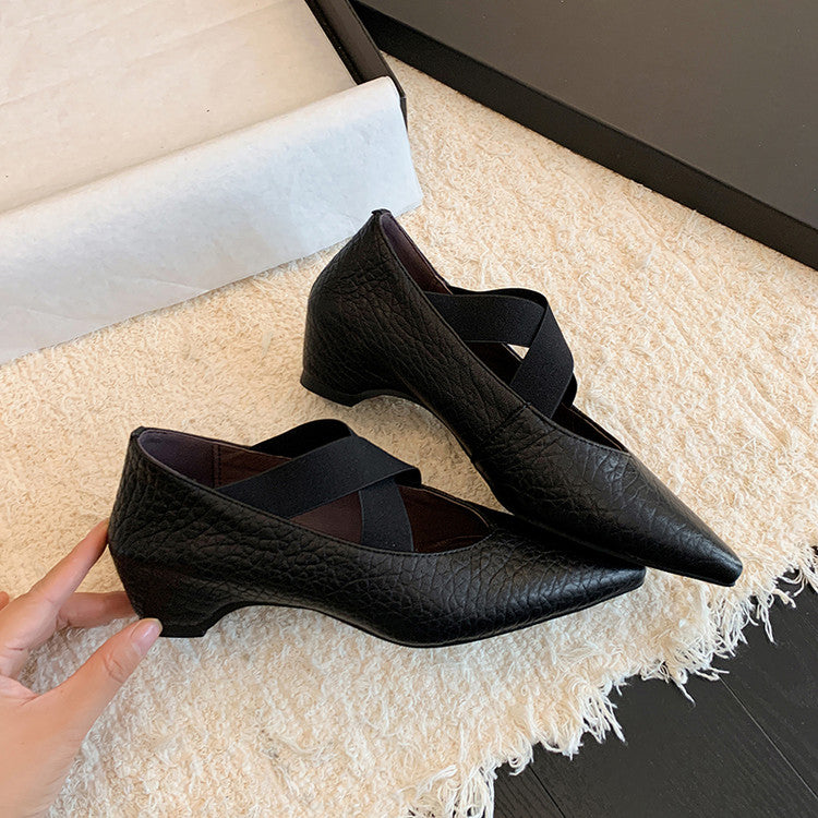 Karin Luna In Stock  Spot Goods  a Large Number of Spot Goods Pointed Toe Cross Strap Hidden Wedge Shoes