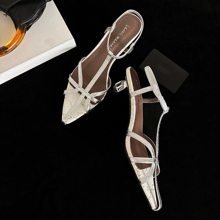 Karin Luna In Stock Spot Goods  French-style Hollow-out Thin Strap Sandals