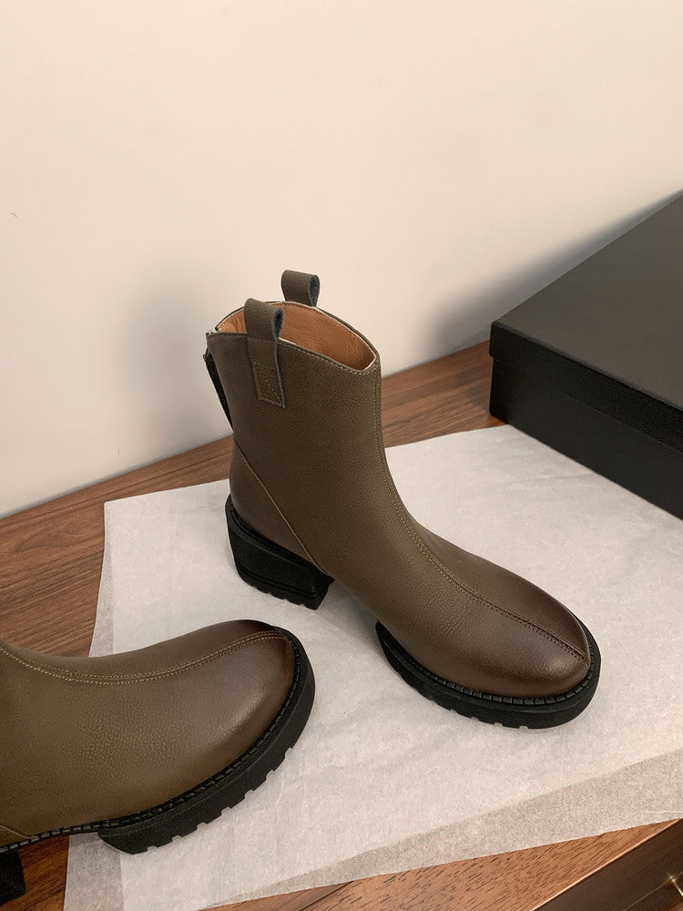 Karin Luna In Stock Versatile Round Toe Chunky Heel Ankle Boots