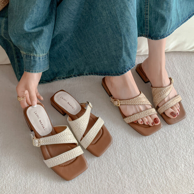 Karin Luna Full of casual charm~ Irregular Weaving Design Flat Slippers