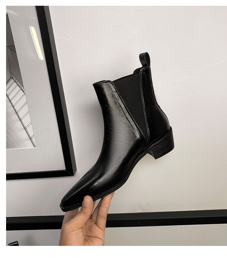 Karin Luna In Stock In stock   Classic first-layer cowhide Chelsea elastic ankle boots