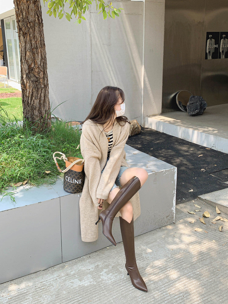 Karin Luna Elegant Style v Pointed Toe Stiletto Long Boots