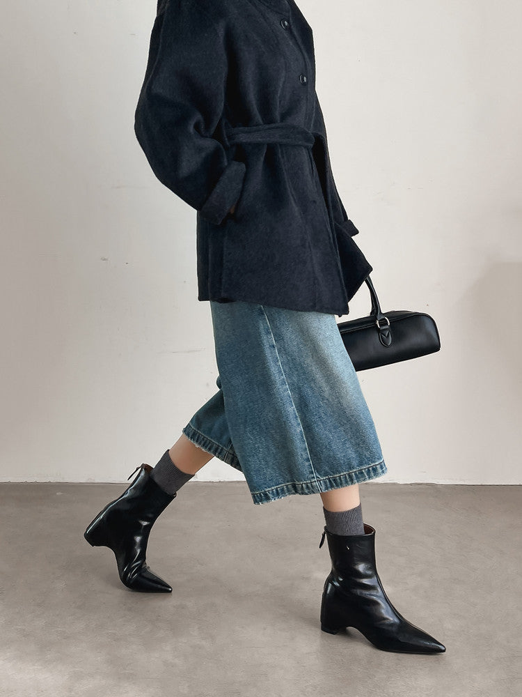 Karin Luna Versatile Elegant Style Pointed Toe Hidden Wedge Short Boots