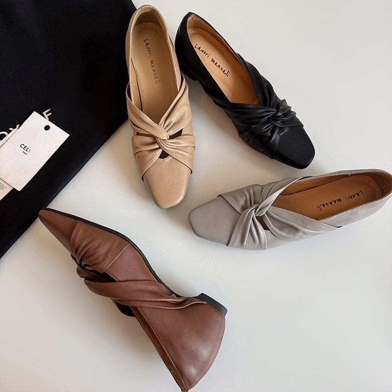 Karin Luna Cross Design Square Toe Hidden Wedge Shoes