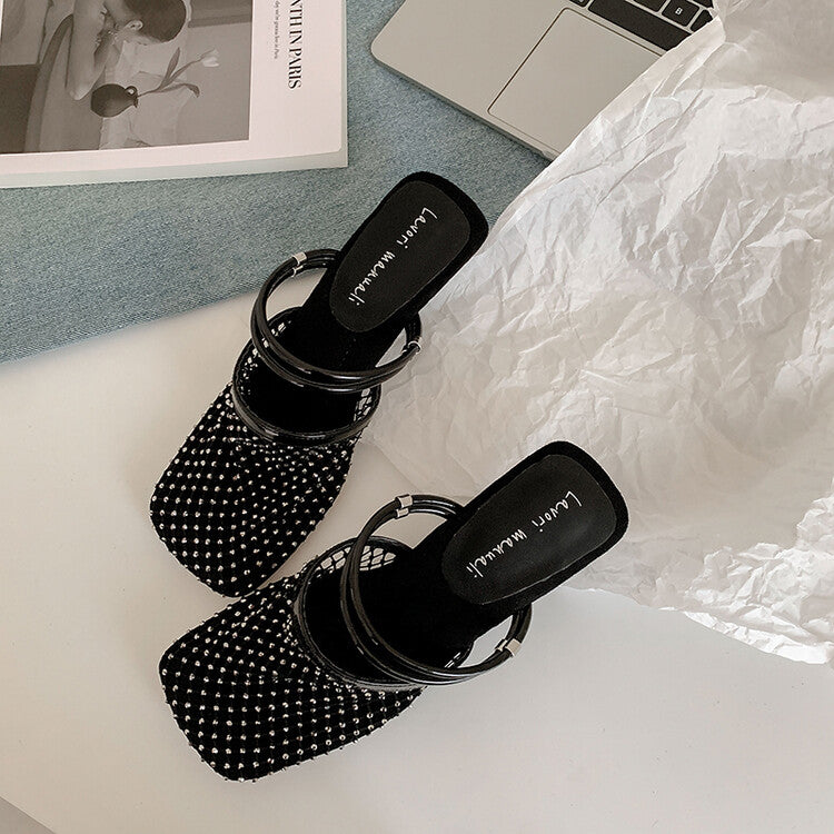 Karin Luna Highlights Fairness~In stock  Closed-Toe Diamond Mesh Unisex Convertible Sandals