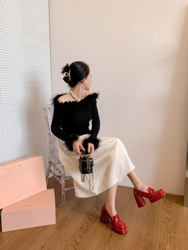 Karin Luna ck Popular Hot Girl Red high heels Full leather inside and out Cow Patent Leather Super High Heel