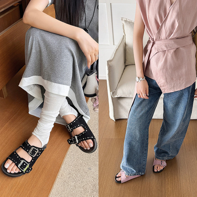 Karin Luna In Stock Spot Goods Casual Thick-Soled Belt Buckle Slippers