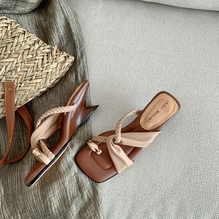Karin Luna has a sense of design ~Twist Braided Cross Strap Square Toe Sandals
