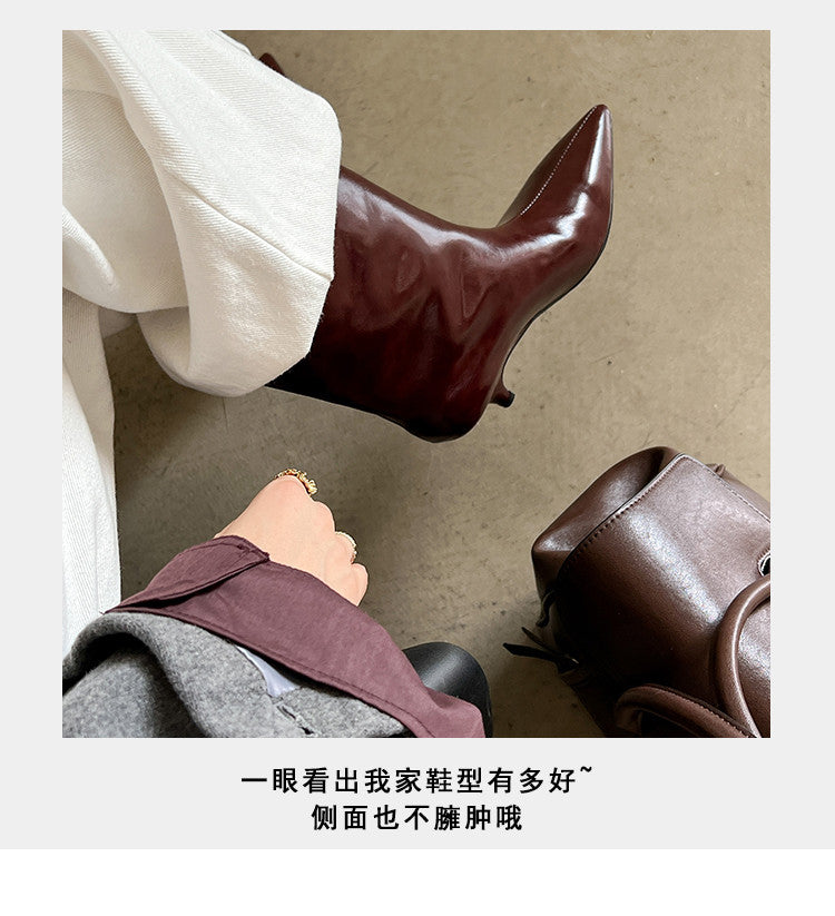 Karin Luna In Stock Spot Goods Minimalist Tube Kitten Heel Short Boots