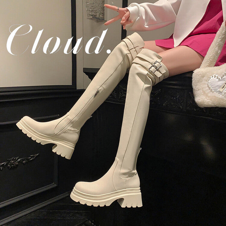 Karin Luna Hot New Image Hot-selling items in large quantities in stock  Featured Bestsellers Sheepskin Over-the-Knee Boots Vintage Belt Buckle Decoration