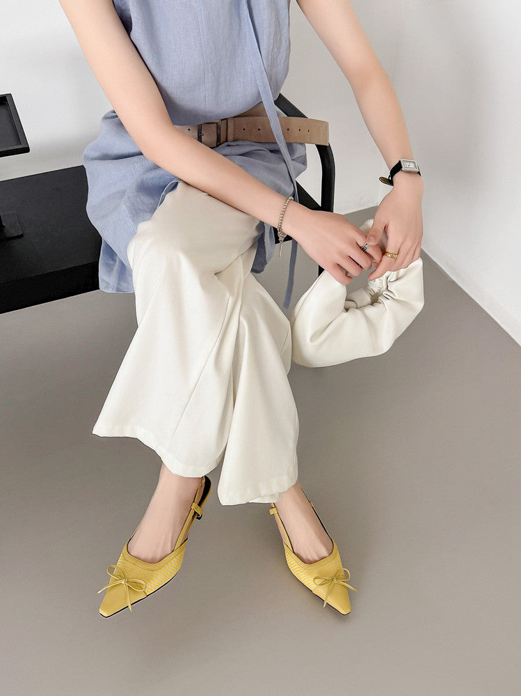 Karin Luna In Stock Spot Goods Braided Style Elegant Thin Heel Pointed Toe Closed-Toe Sandals
