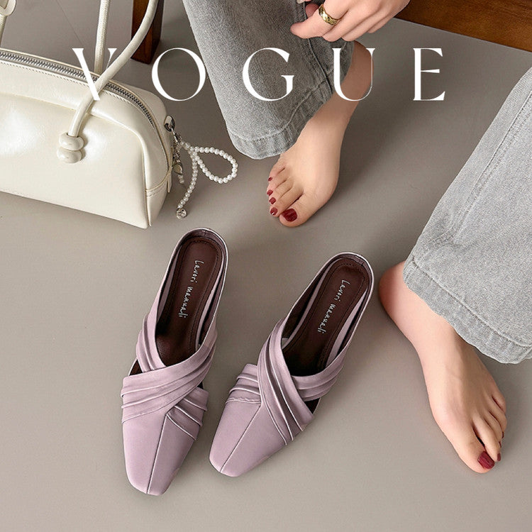Karin Luna In Stock In Stock Basic Elegant Fairy Style Small Square Toe Sheepskin Slippers