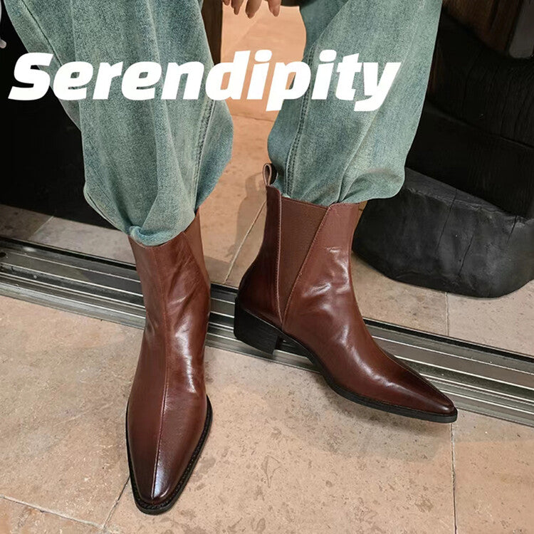 Karin Luna In Stock In stock   Classic first-layer cowhide Chelsea elastic ankle boots