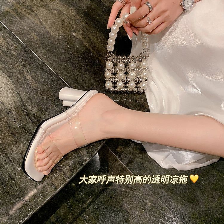 Karin Luna In Stock In Stock Always in stock  Classic Transparent Square Toe High Heel Slippers