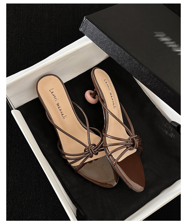 Karin Luna In Stock In Stock  In Stock Round Toe Cross Hollow Round Toe Stiletto Slippers