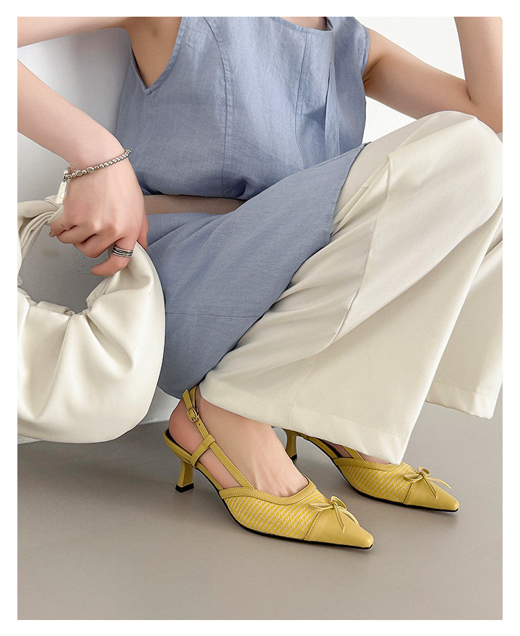 Karin Luna In Stock Spot Goods Braided Style Elegant Thin Heel Pointed Toe Closed-Toe Sandals