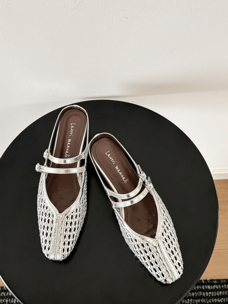 Karin Luna In Stock Spot Goods Hollow Woven One-Strap Closed-Toe Slippers