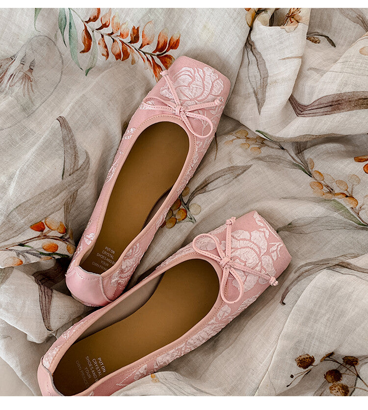 Karin Luna In Stock  In stock  Vintage Chinese Style Embroidered Rose~ Butterfly Knot Granny Shoes
