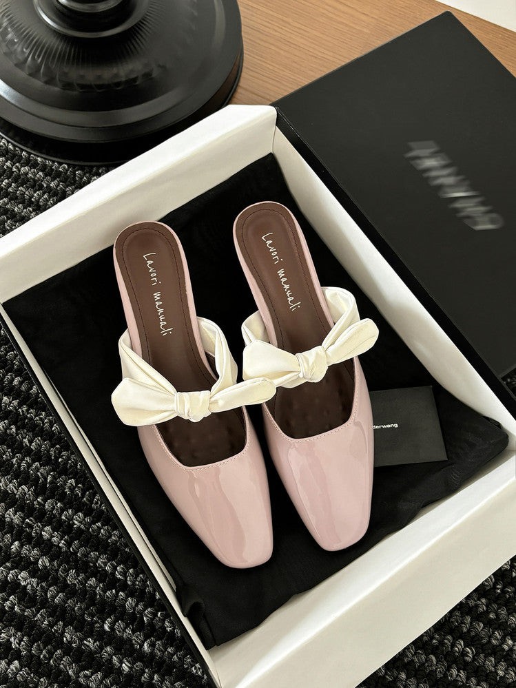Karin Luna In Stock In Stock  Fluffy feel Bowknot Closed-Toe Slippers