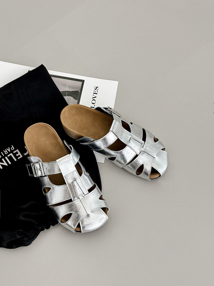 Karin Luna Full Layer Inside and Out~Basic Versatile Perforated Round Toe Birkenstock Slippers