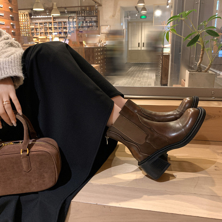 Karin Luna In Stock Spot Goods  Round Toe Stretch Round Toe Chelsea Short Boots