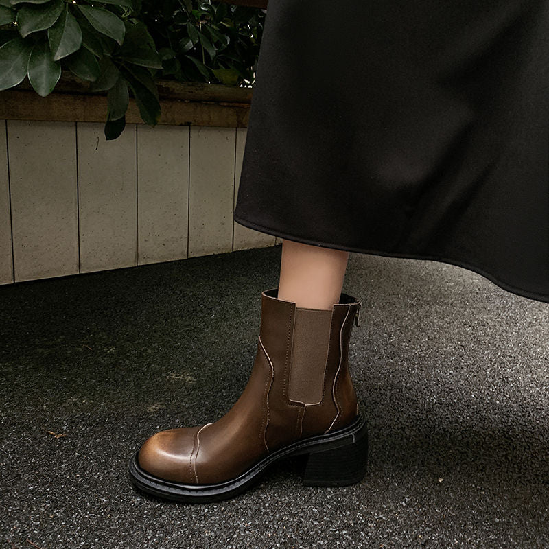 Karin Luna In Stock Spot Goods  Round Toe Stretch Round Toe Chelsea Short Boots