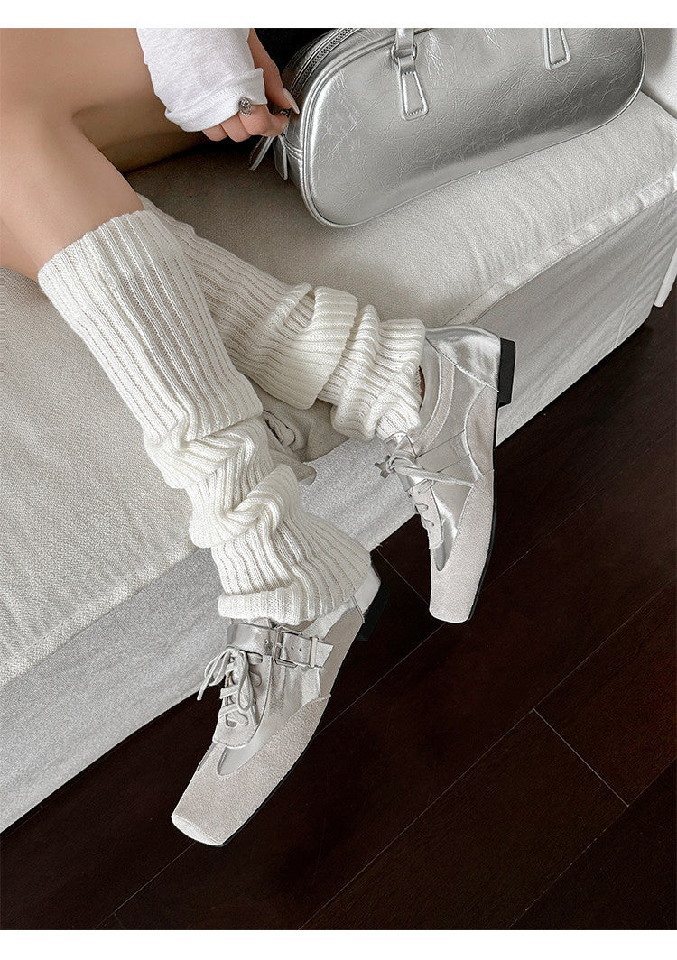 Karin Luna In Stock Spot Goods  Designed retro square-toe ballet shoes with laces