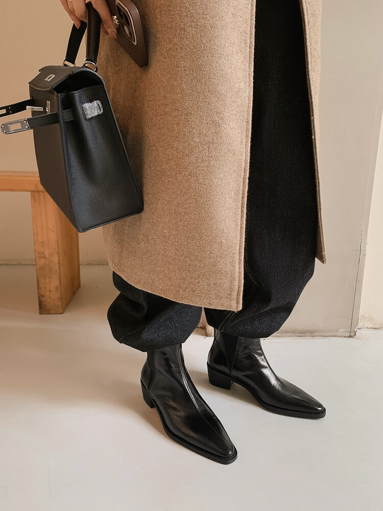 Karin Luna In Stock In stock   Classic first-layer cowhide Chelsea elastic ankle boots