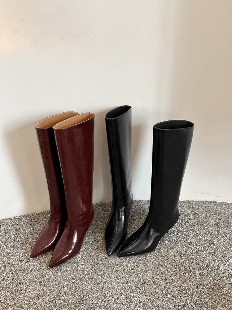 Karin Luna In Stock In Stock    Stunning Elegant Style Kitten Heel Straight Long Boots